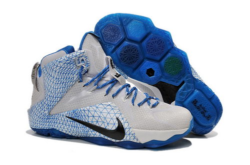 Mens Nike Lebron 12 White Blue Black Shoes Closeout